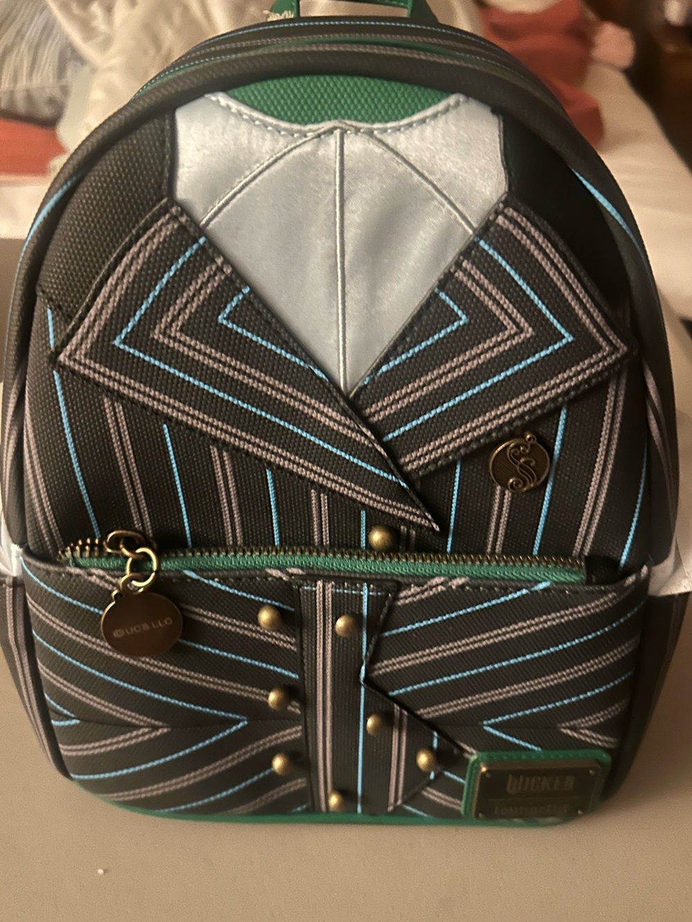 Wicked Loungefly  Mini Backpack in Black, Teal & Silver